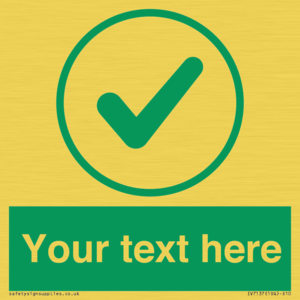 Custom green background, green tick in circle sign